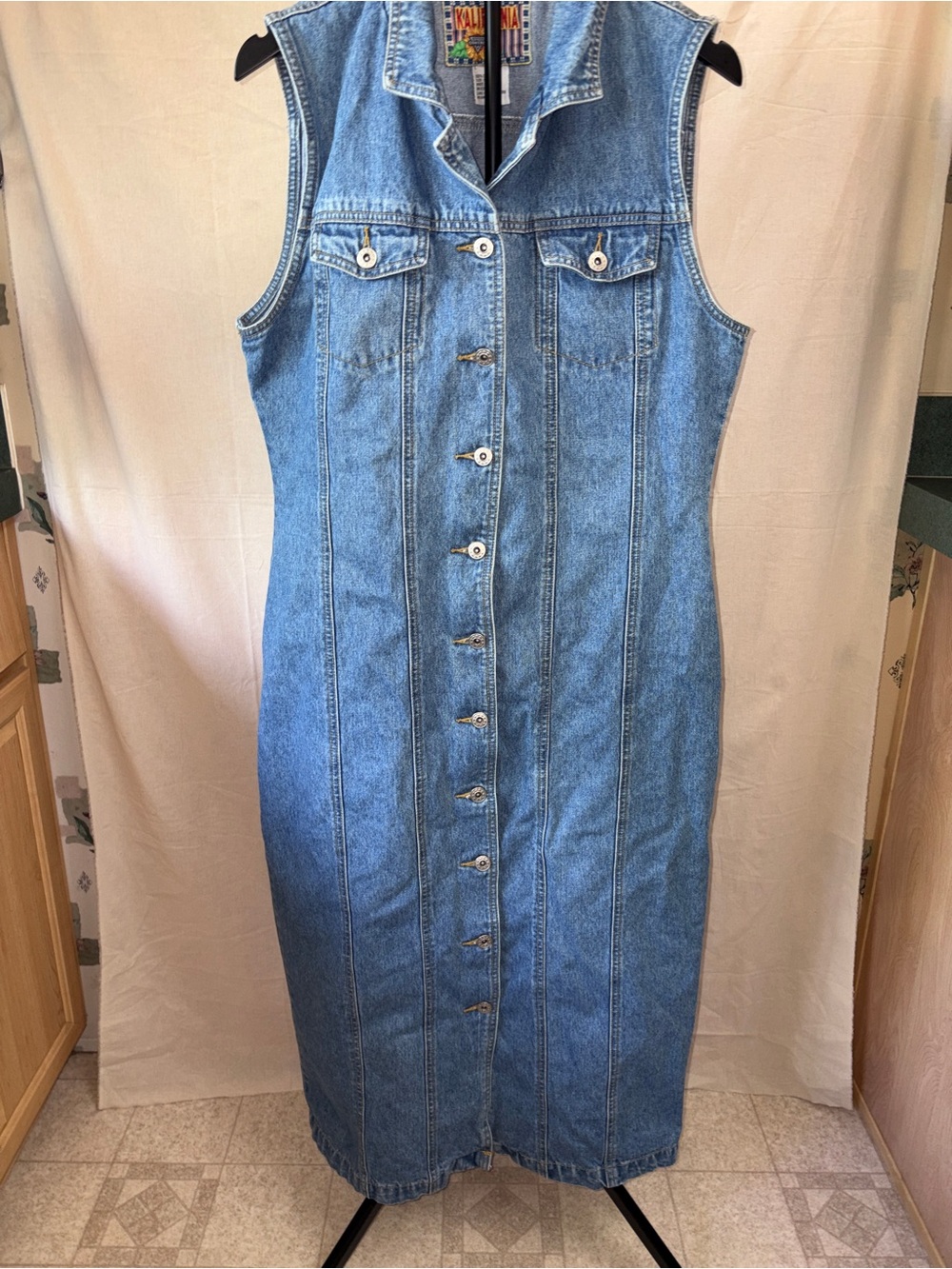Vintage Women’s Blue Denim Dress 90’S Boho Prairie Country Ranch Size 15